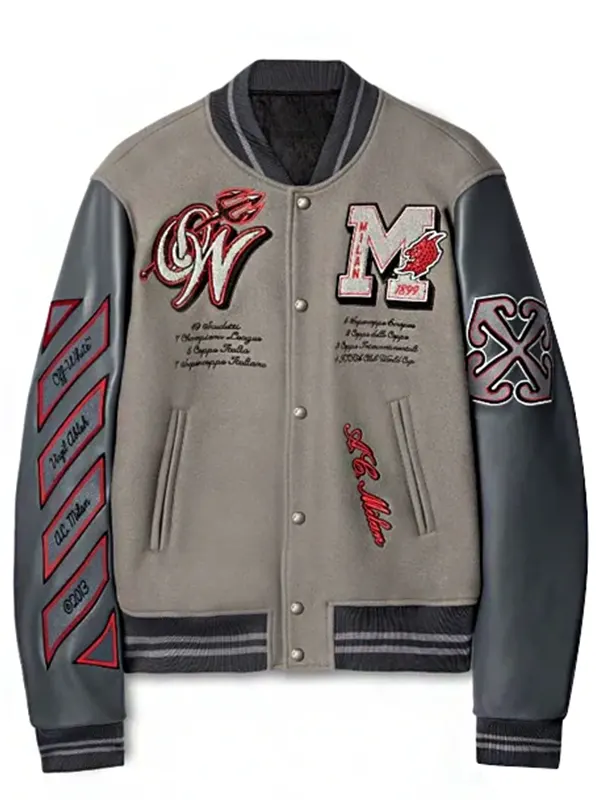 Men Grey AC Milan Varsity Jacket