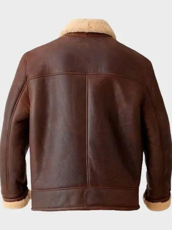 men shearling leather jacket Backside