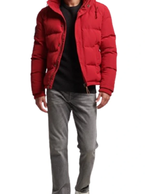 mens red puffer jacket