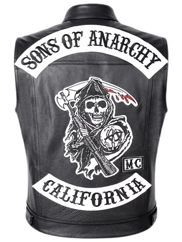 Sons Of Anarchy Black Leather Vest Backside