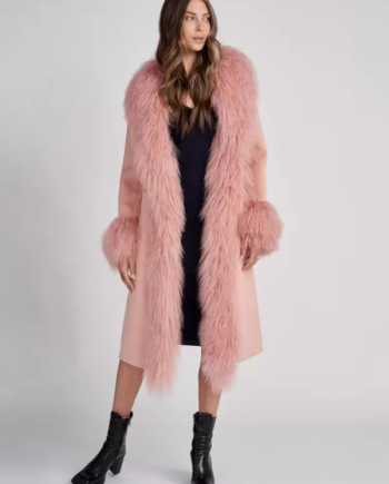 Astrid Cashmere Coat Wirth Mongolian Lamb Fur In Blush