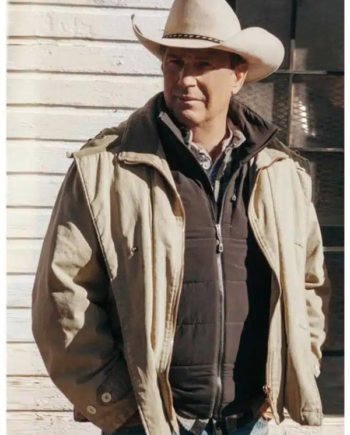 Kevin Costner Yellowstone John Dutton Beige Cotton Jacket