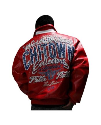 Men Chi Town Pelle Pelle Red Leather Jacket