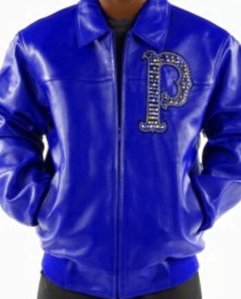 Pelle Pelle Blue Immortal Studded Leather Jacket.