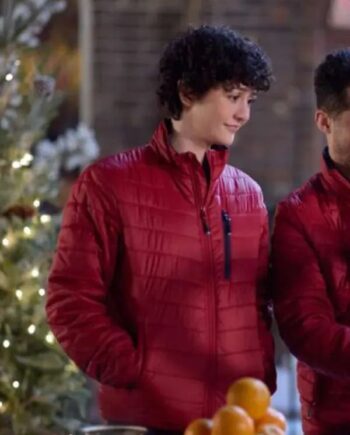 Katie Findlay The 5-Year Christmas Party 2024 Red Jacket