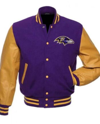 Nfl Baltimore Ravens Purple And Yellow Varsity Jacket.