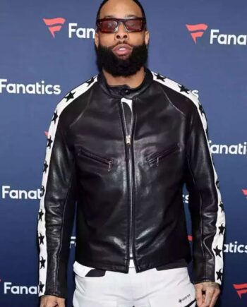 Odell Beckham Jr. Super Bowl Party Leather Jacket