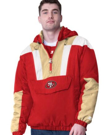 San Francisco 49ers Starter Half-zip Pullover Hoodie Jacket.