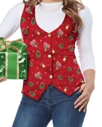 Women Red Christmas Holiday Vest