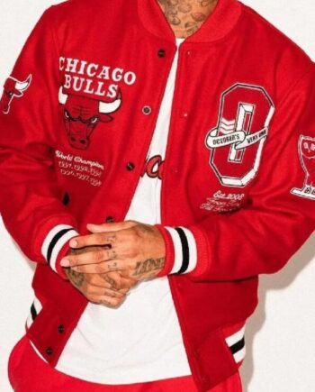 ovo chicago bulls varsity nfl red jacket