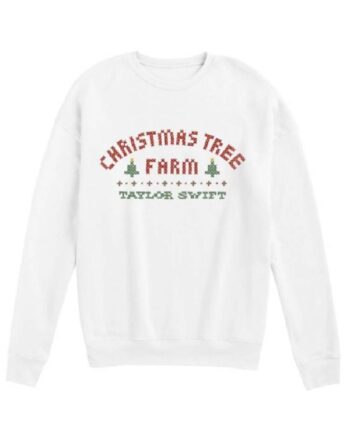 taylor swift white christmas tree farm fleece sweatshirt