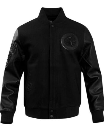 Men’s Brooklyn Nets Pro Triple Black Varsity Jacket