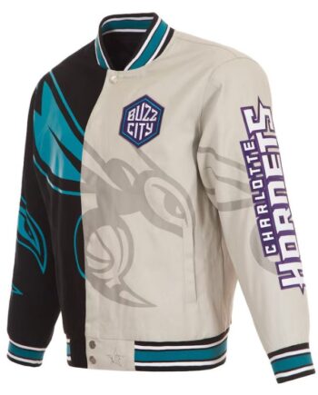 Men’s Charlotte Hornets JH GrayBlack Split All Over Jacket