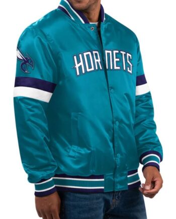 Men’s Charlotte Hornets Teal Home Game Satin Jacket.