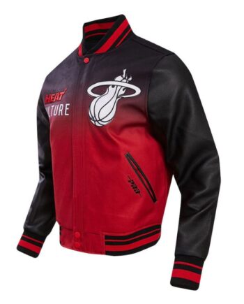 Men’s Miami Heat Pro Standard Black 202324 City Edition Full-Zip Varsity Jacket.