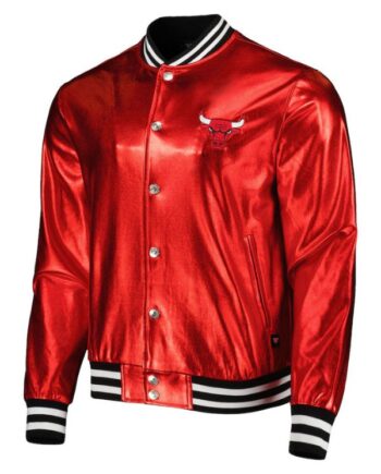 Unisex Chicago Bulls Wild Collective Red Metallic Bomber Jacket