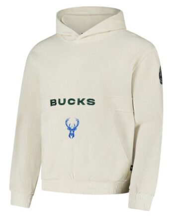 Unisex Milwaukee Bucks The Wild Collective Cream Corduroy Tri-Blend Pullover Hoodie.