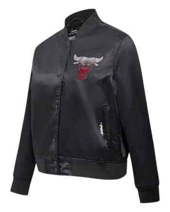 Women’s Chicago Bulls Black Jeweled Satin Jacket