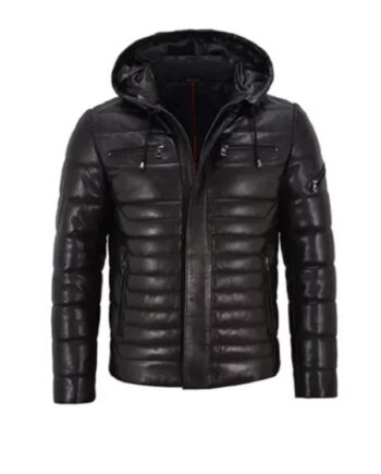 Men’s Black Puffer Hooded Jacket.