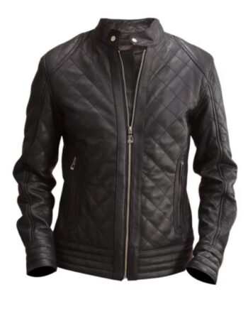 Mens Leather Quilted Jacket