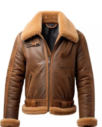 Men’s B3 Brown Shearling Leather Jacket.