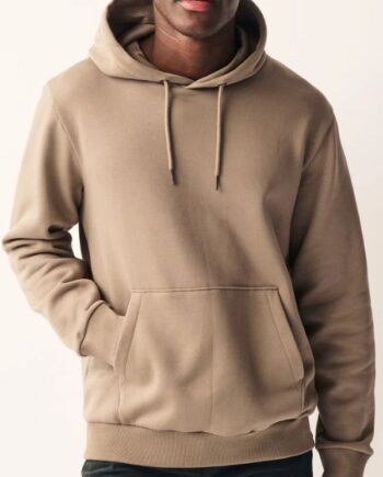 Men's Beige Cotton Pullover Hoodie.