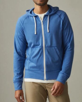 Mens Blue Full Zip Lightweight Hoodie.