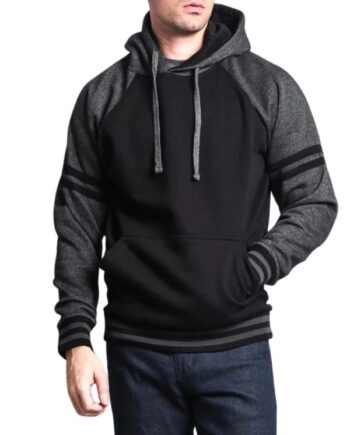 Mens Fleece Black Charcoal Hoodie.