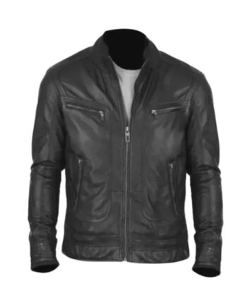 Stylish Black Lambskin Leather Jacket for Men.